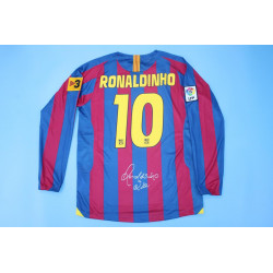 Barcelona Retro Edición Ronaldinho Firmada Manga Larga Local 05-06