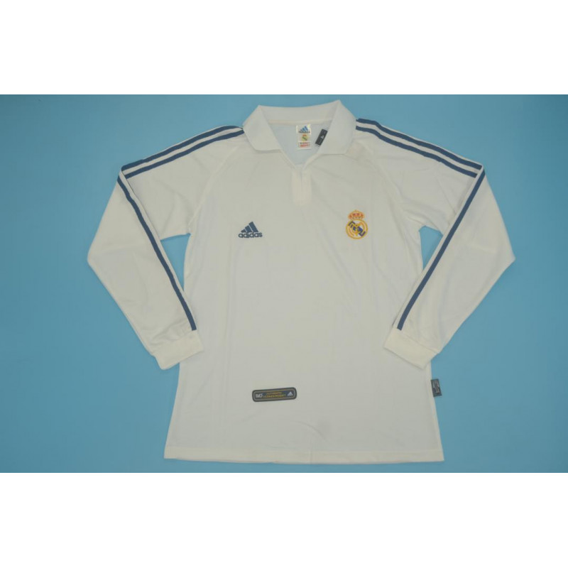 Real Madrid Retro Manga Larga Sin Sponsor Local 01-02