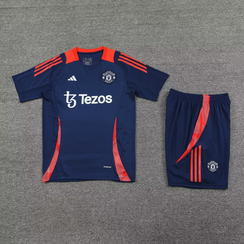 Kit Entrenamiento Manchester United Azul Oscuro Rojo 24-25