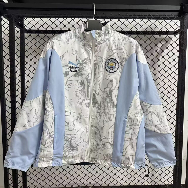 Manchester City Cortavientos Reversible Azul Blanco
